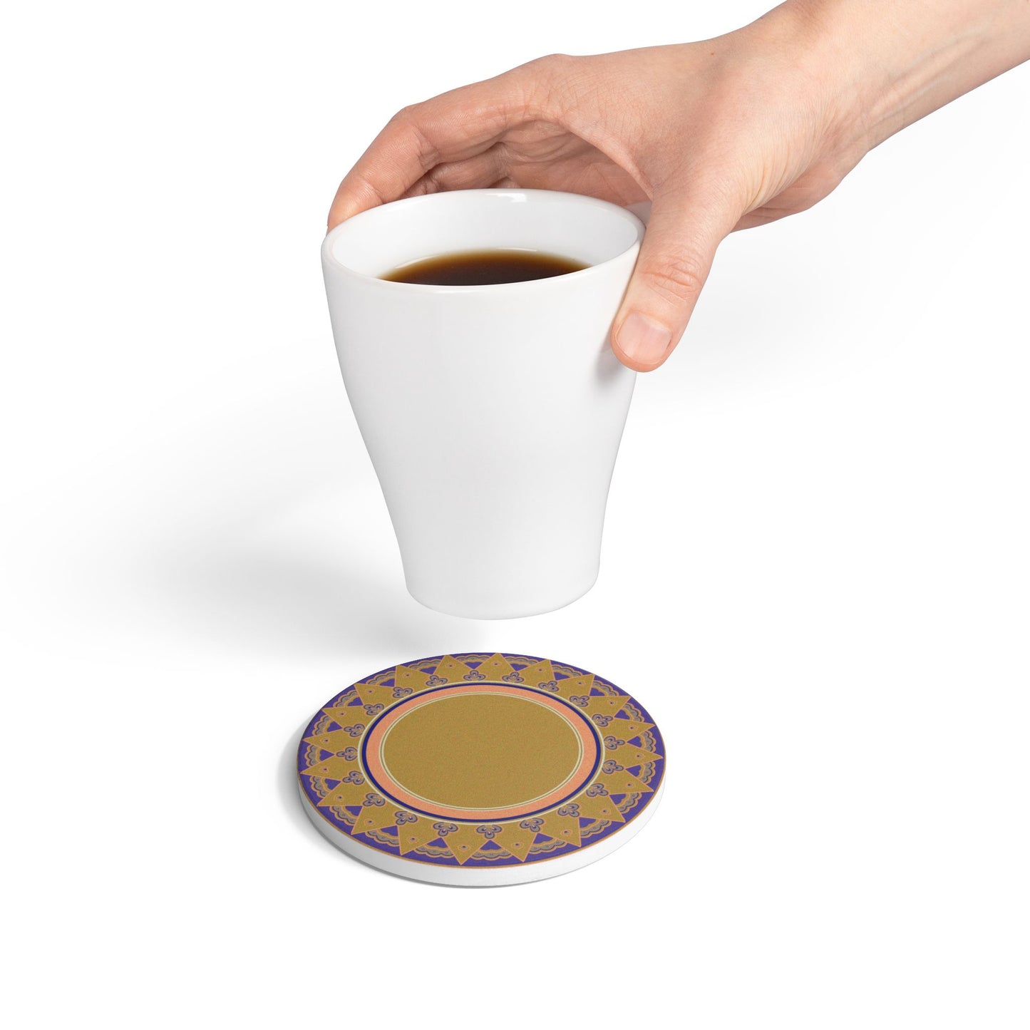 Elegant Mandala Ceramic Coaster - Stylish Home Decor and Gift