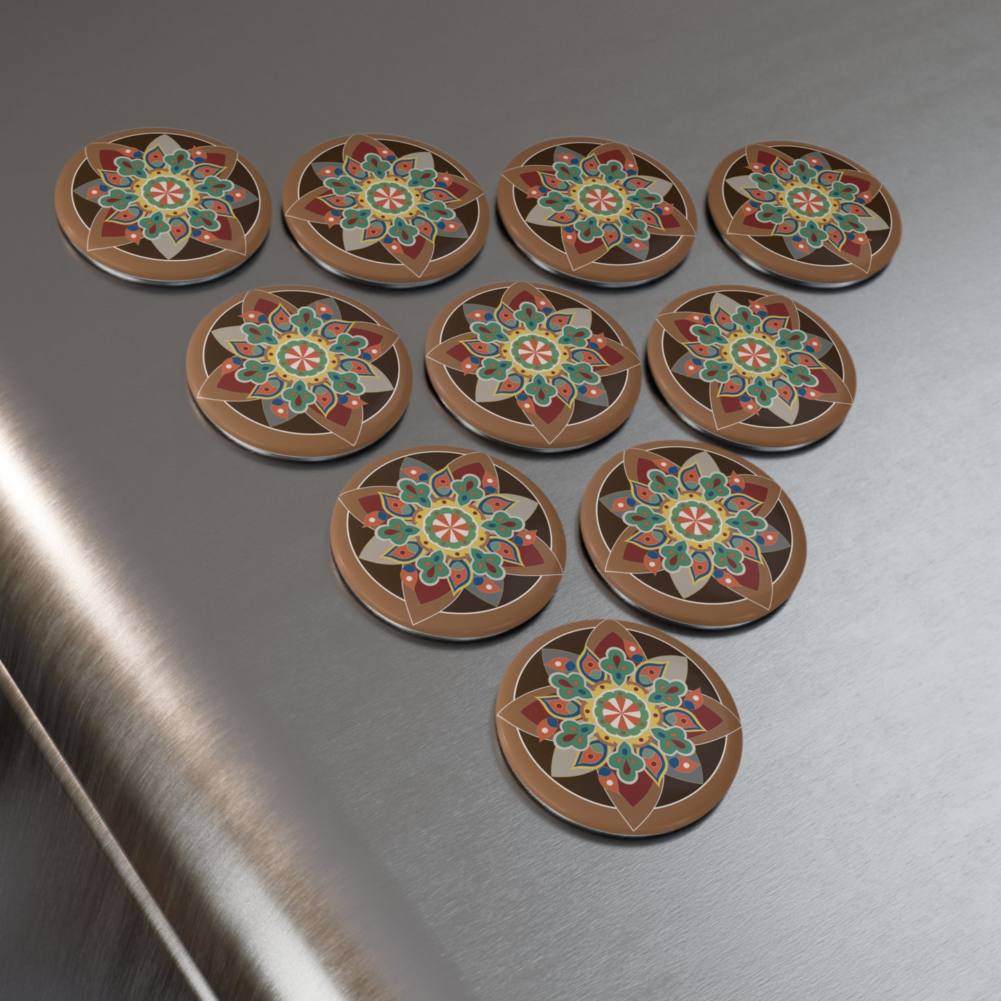 Colorful Mandala Button Magnets | Home Decor, Gifts, Refrigerator Magnets, Art Collectibles, Bohemian Vibes