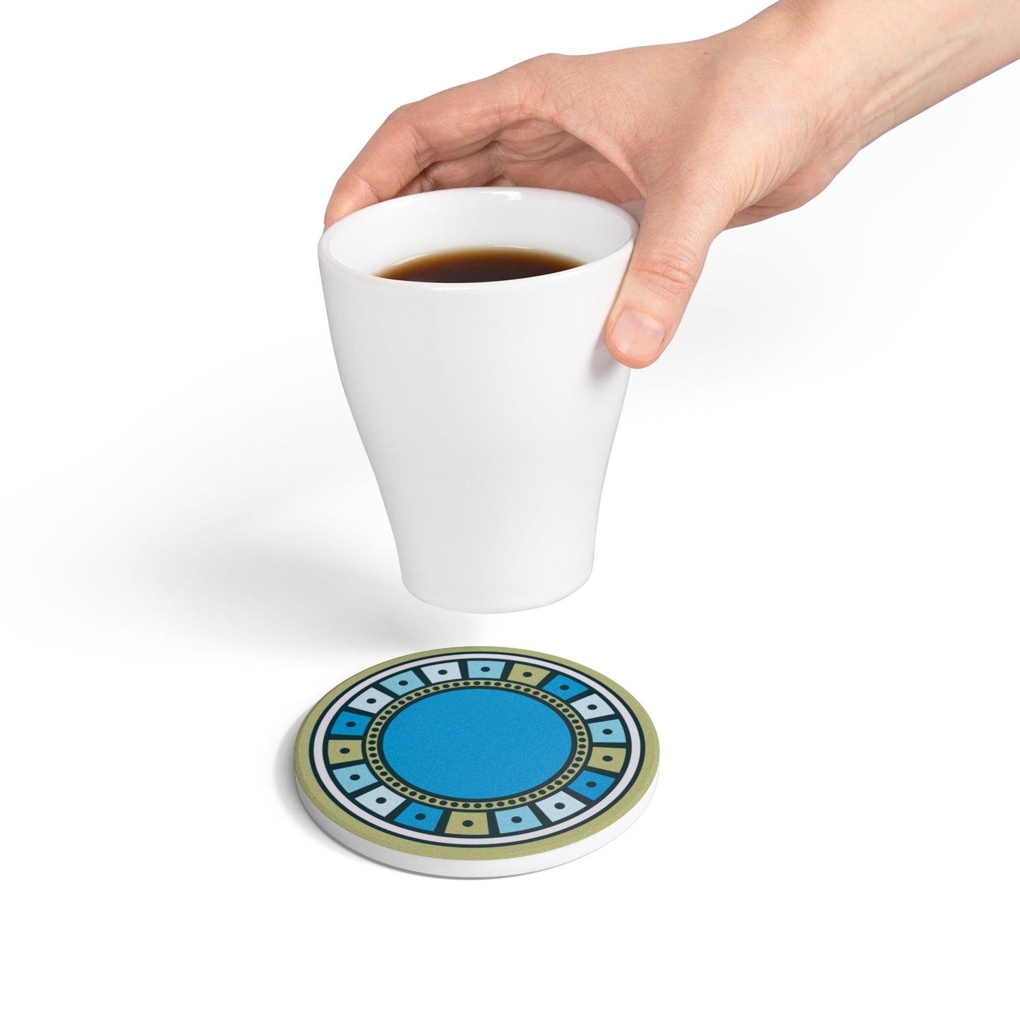 Celestial Ceramic Coaster - Artistic Blue Design for Home Decor