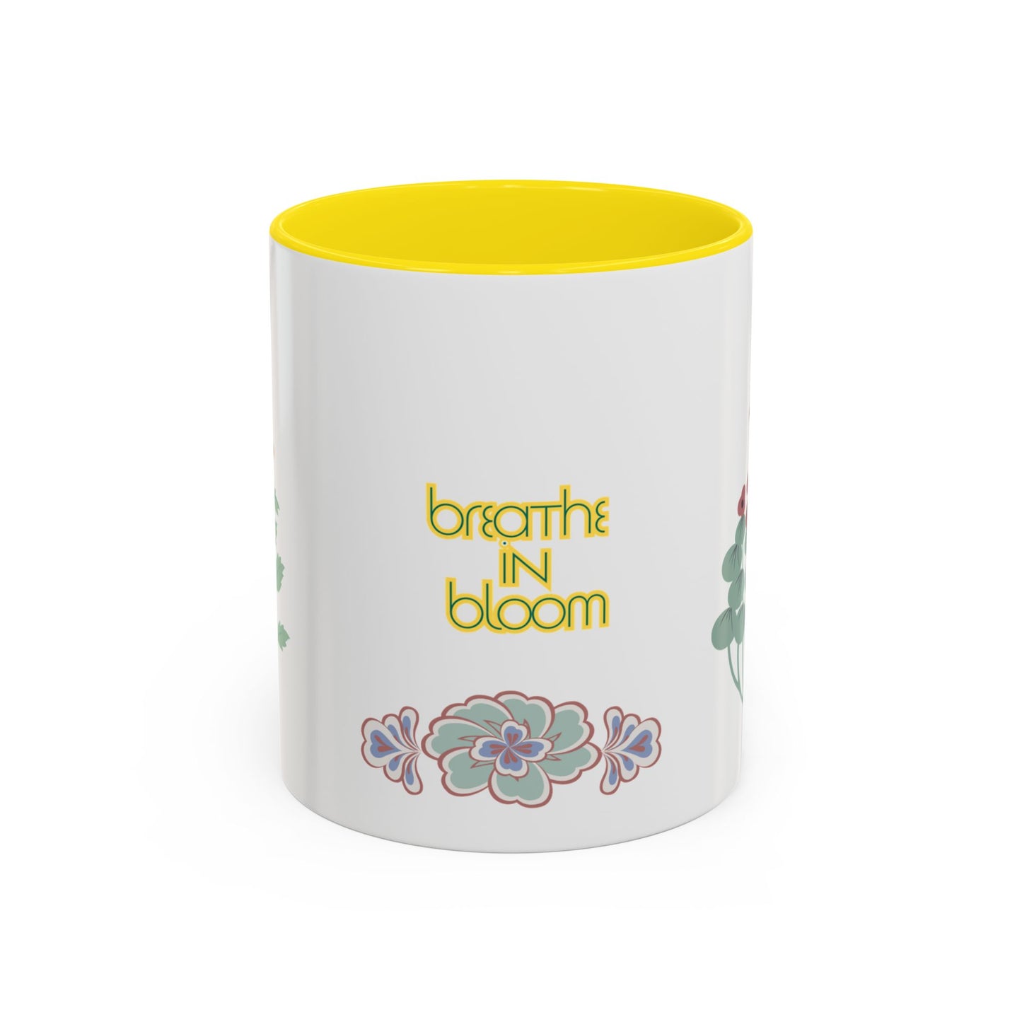 Floral Mug with “Breathe in Bloom” Design