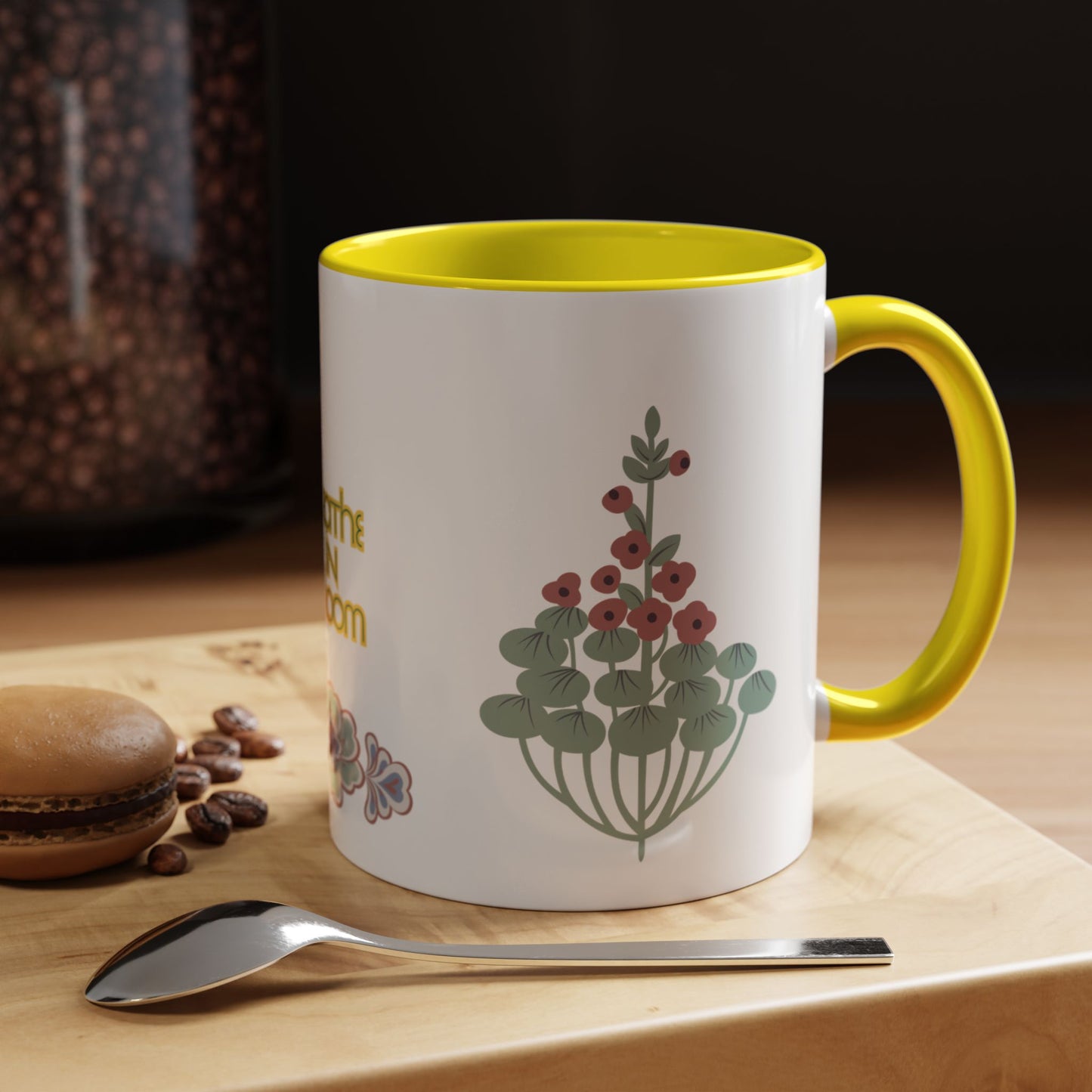 Floral Mug with “Breathe in Bloom” Design