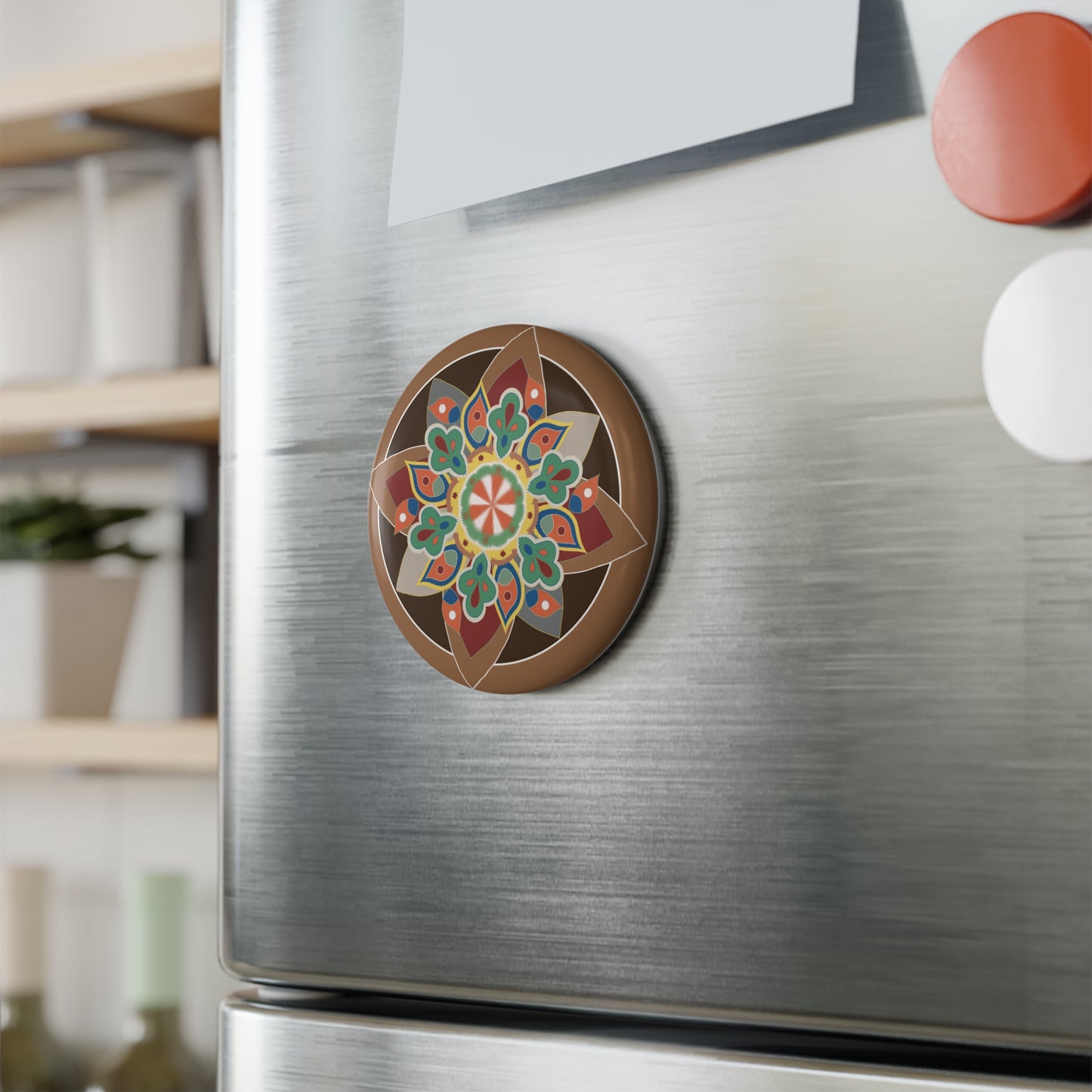 Colorful Mandala Button Magnets | Home Decor, Gifts, Refrigerator Magnets, Art Collectibles, Bohemian Vibes